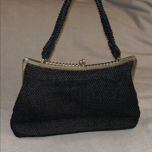 Vintage Corde Bead Black Beaded Bag
